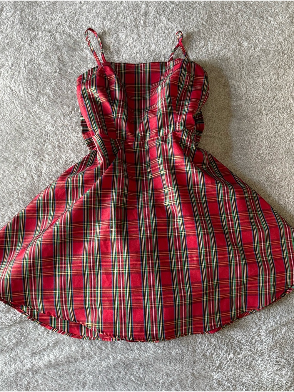 Altar’d State Red Tartan Plaid Sweetheart Neck w/ bow - Classic Holiday Style